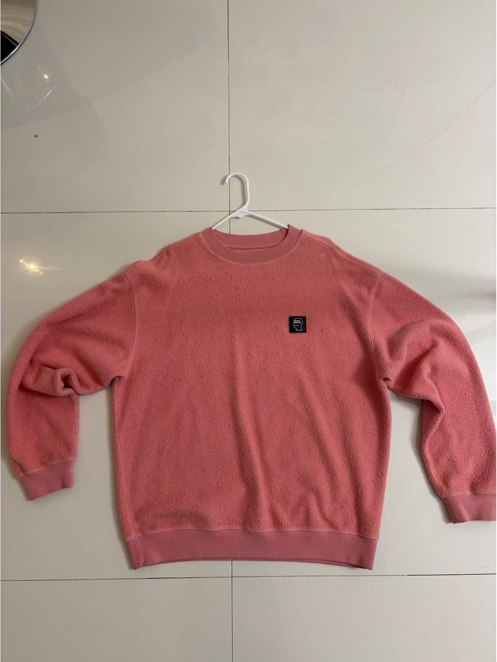 BRAIN DEAD REVERSE FLEECE CREWNECK SWEATSHIRT - PINK